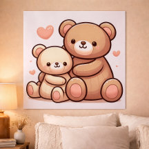 Cartaz de Abraço de Urso Teddy Kawaii