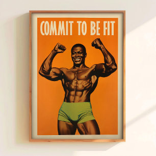 Poster Cartaz de Academia Negra Fisiculturista Arte para