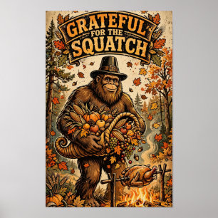 Poster Cartaz de Ação de Graças Grato ao Pé Grande