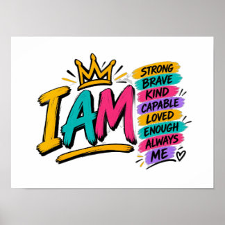 Poster Cartaz de Afirmações Eu Sou Arte de Parede Motivac