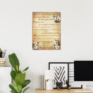 Poster Cartaz de Agradecimento da Recepção de Casamento F