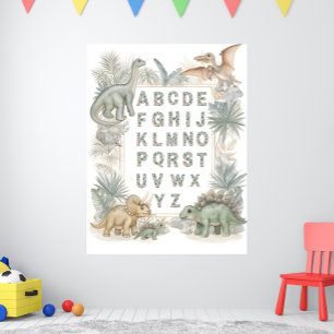 Poster Cartaz de água-forte do alfabeto de dinossauros pa