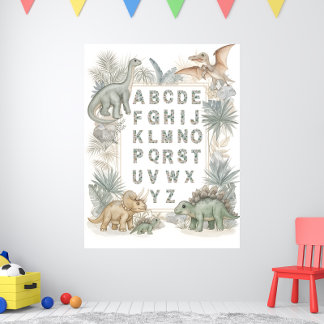 Poster Cartaz de água-forte do alfabeto de dinossauros pa