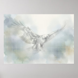 Poster Cartaz de Águia Majestosa com Aquarela Nebulosa de