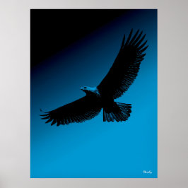 Poster Cartaz de Águia – Silhueta Preta no Céu Azul
