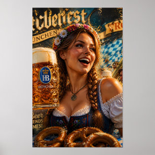 Poster Cartaz de Alegria do Festival Bávaro e Cerveja Dou