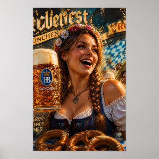 Poster Cartaz de Alegria do Festival Bávaro e Cerveja Dou