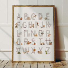 Poster Cartaz de Alfabeto ABC da Fazenda para Decoração d