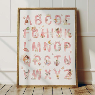Poster Cartaz de Alfabeto ABC Fada Decoração Quarto Infan