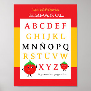 Poster Cartaz de alfabeto espanhol para crianças Tomates