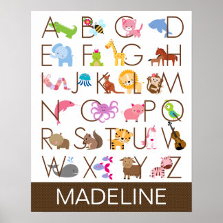 Poster Cartaz de Alfabeto para Menina
