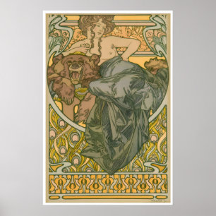 Poster Cartaz de Alphonse Mucha Arte Nouveau Pintura Bell