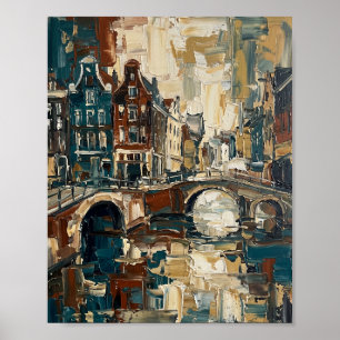 Poster Cartaz de Amsterdam Luxo Abstrato Pintura a Óleo