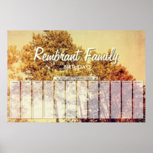 Pôster Cartaz de Aniversário Arte de Bétulas do Norte