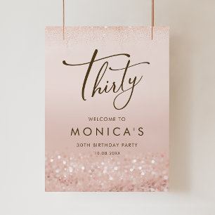 Poster Cartaz de Aniversário de 30 Anos em Rose Gold