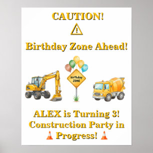 Poster Cartaz de Aniversário de Construção Zona de Aniv