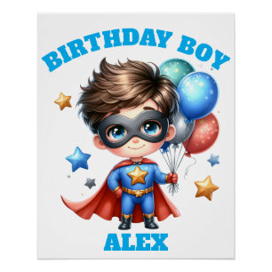 Pôster Cartaz de Aniversário de Super-Herói   Decoração d