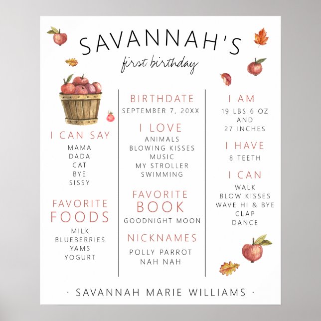 Poster Cartaz de Aniversário de Um Ano da Autumn Apples (Frente)
