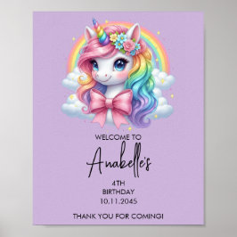 Poster Cartaz de Aniversário de Unicórnio Mágico | Placa