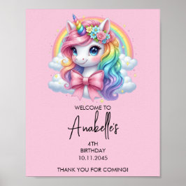 Poster Cartaz de Aniversário de Unicórnio Mágico | Placa