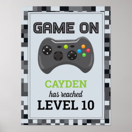 Poster Cartaz de Aniversário de Videogame "Game On" Subir