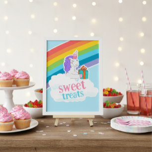 Poster Cartaz de Aniversário Doces Guloseimas Unicórnio F