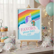 Cartaz de Aniversário Favoritos Arco-íris Unicórni