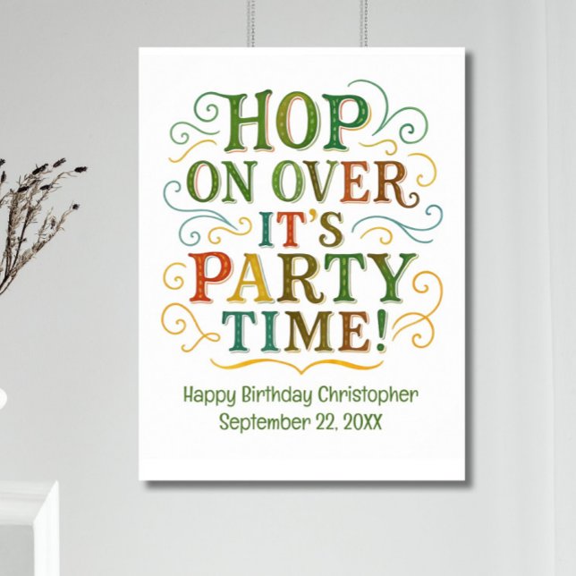 Poster Cartaz de Aniversário Personalizado com Nome Data  (Birthday party poster for kids and adults. Gender Neutral. Personalized with name & birthday)