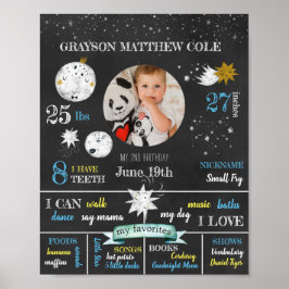 Poster Cartaz de Aniversário Personalizado da Lua e Estre