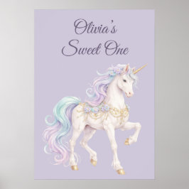 Poster Cartaz de Aniversário Unicórnio Conto de Fadas Pas