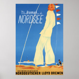 Poster cartaz de anúncio alemão Via Bremen para o