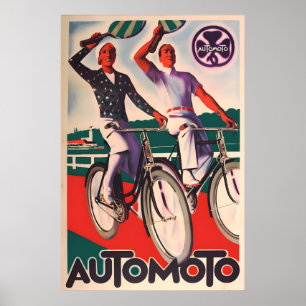 Poster Cartaz de anúncio de bicicleta francês dos anos 19
