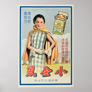 Poster Cartaz de Anúncio de Cigarros Rato Chinês dos Anos