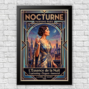 Poster Cartaz de anúncio de perfume Art Déco vintage