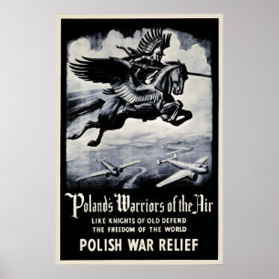 Poster Cartaz de Apoio à Polônia na II Guerra Mundial Gue