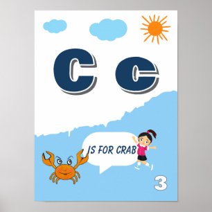 Poster Cartaz de Aprendizado de Alfabeto Colorido Letra C