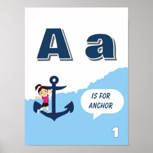 Poster Cartaz de Aprendizado do Alfabeto Colorido Letra A