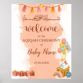 Poster Cartaz de Aqiqah Aqeeqah com Aquarela Rosa