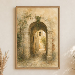 Poster Cartaz de Aquarela da Passagem do Arco de Pedra