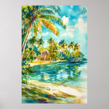 Cartaz de aquarela de Belize Aquarela 2