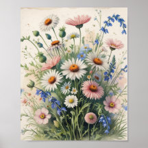 Cartaz de Aquarela de Flor Silvestre Botânica – Mo