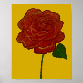 Poster Cartaz de Aquarela de Rosa Vermelha Festiva e Amar