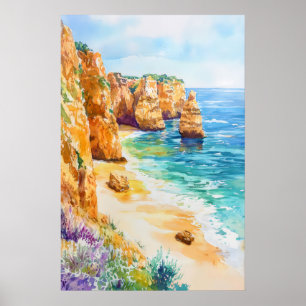Poster Cartaz de Aquarela do Algarve Aquarela Vintage