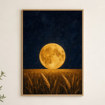 Cartaz de Aquarela do Campo de Trigo da Lua de Col