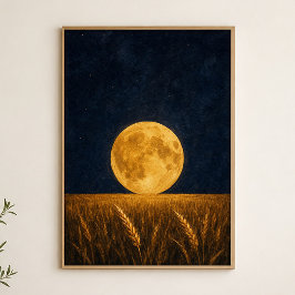 Poster Cartaz de Aquarela do Campo de Trigo da Lua de Col