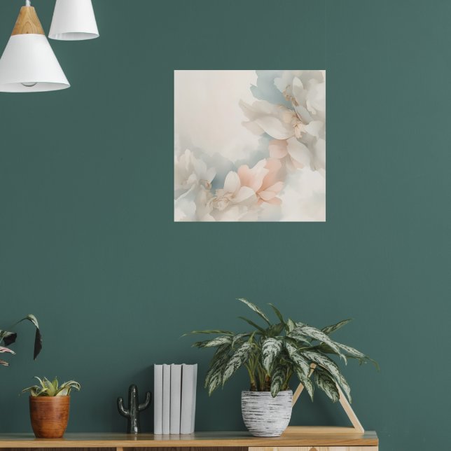 Poster Cartaz de Aquarela Floral Suave | Botânica Rosa (Sala de Estar 1)
