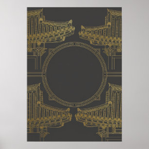 Poster Cartaz de Arquitetura Art Déco Dourado