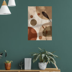 Poster Cartaz de Arte Abstrata Botânica Terrosa Orgânic
