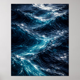 Poster Cartaz de Arte Abstrata com Ondulações de Água do