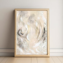 Cartaz de arte abstrata contemporânea em cinza beg